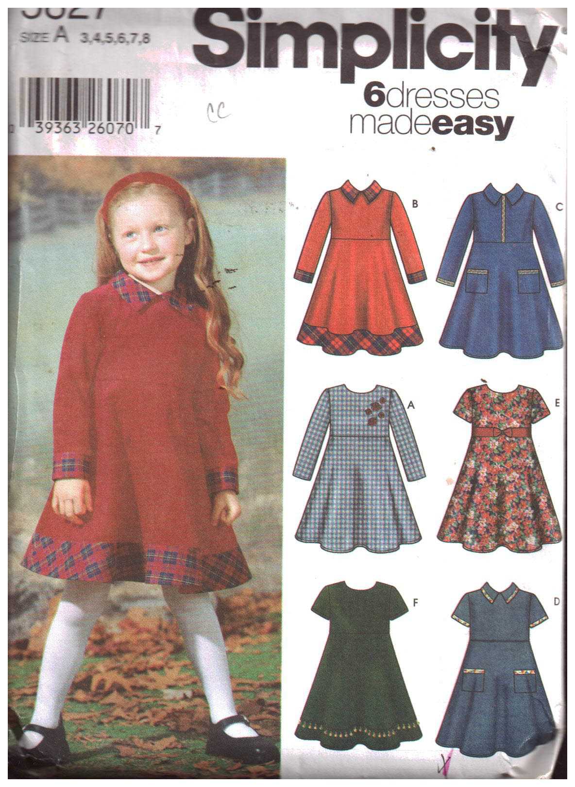 Simplicity 5827 Girl's Dress Size: A 3-8 Used Sewing Pattern