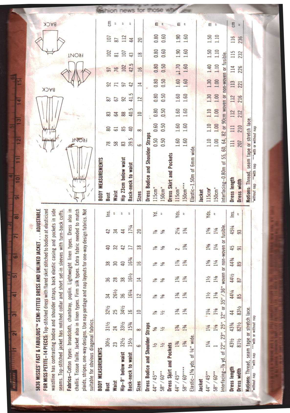 Simplicity 5836 Dress, Jacket Size: N 10-12-14 Used Sewing Pattern - Image 2