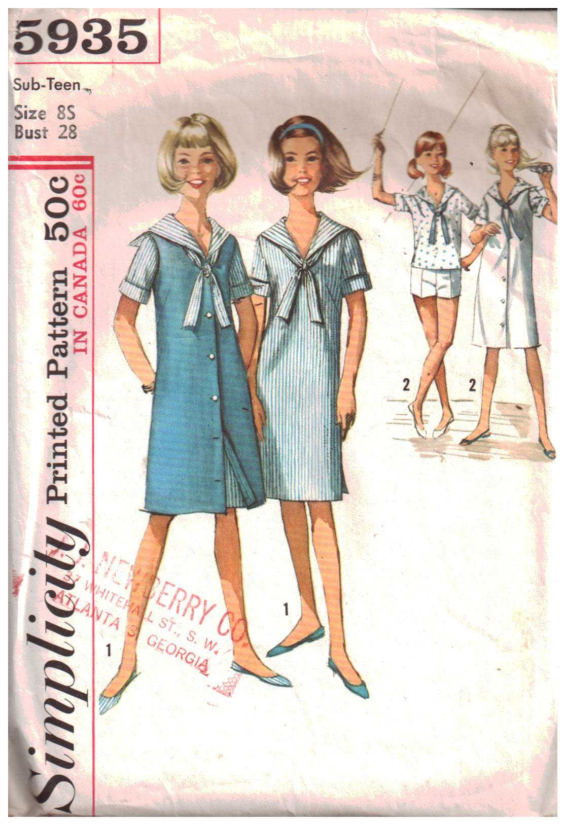 Simplicity 5935 Jumper, Dress, Blouse, Shorts Size: 12S Bust 28 or 14S Bust 33 Used Sewing Pattern