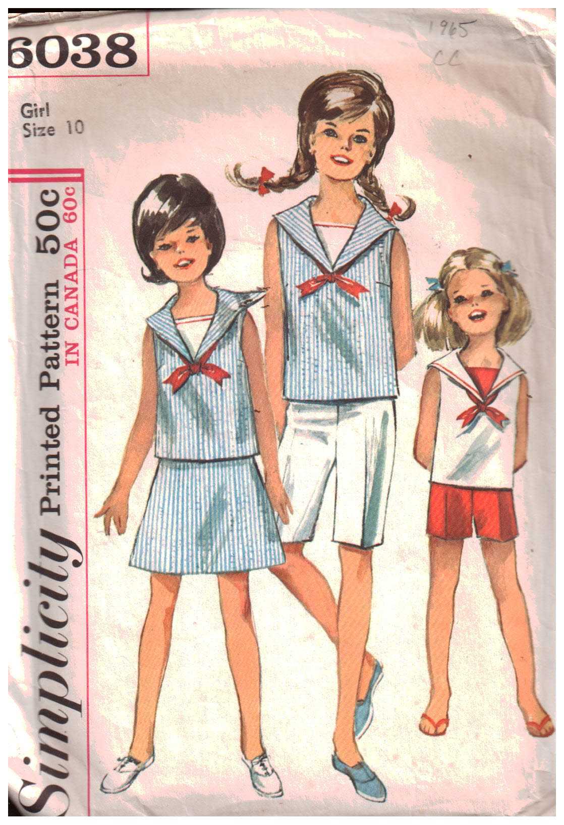 Simplicity 6038 Girl's Top, Skirt, Shorts Size: 10 Used Sewing Pattern