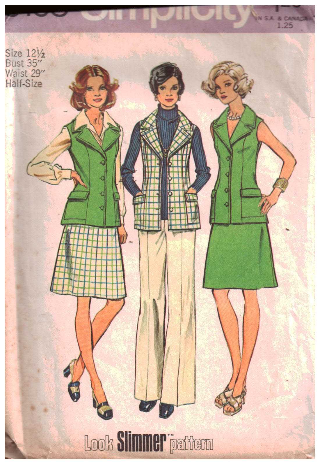 Simplicity 6168 Vest, Skirt, Pants Size: 12.5 Bust 35 Used Sewing Pattern