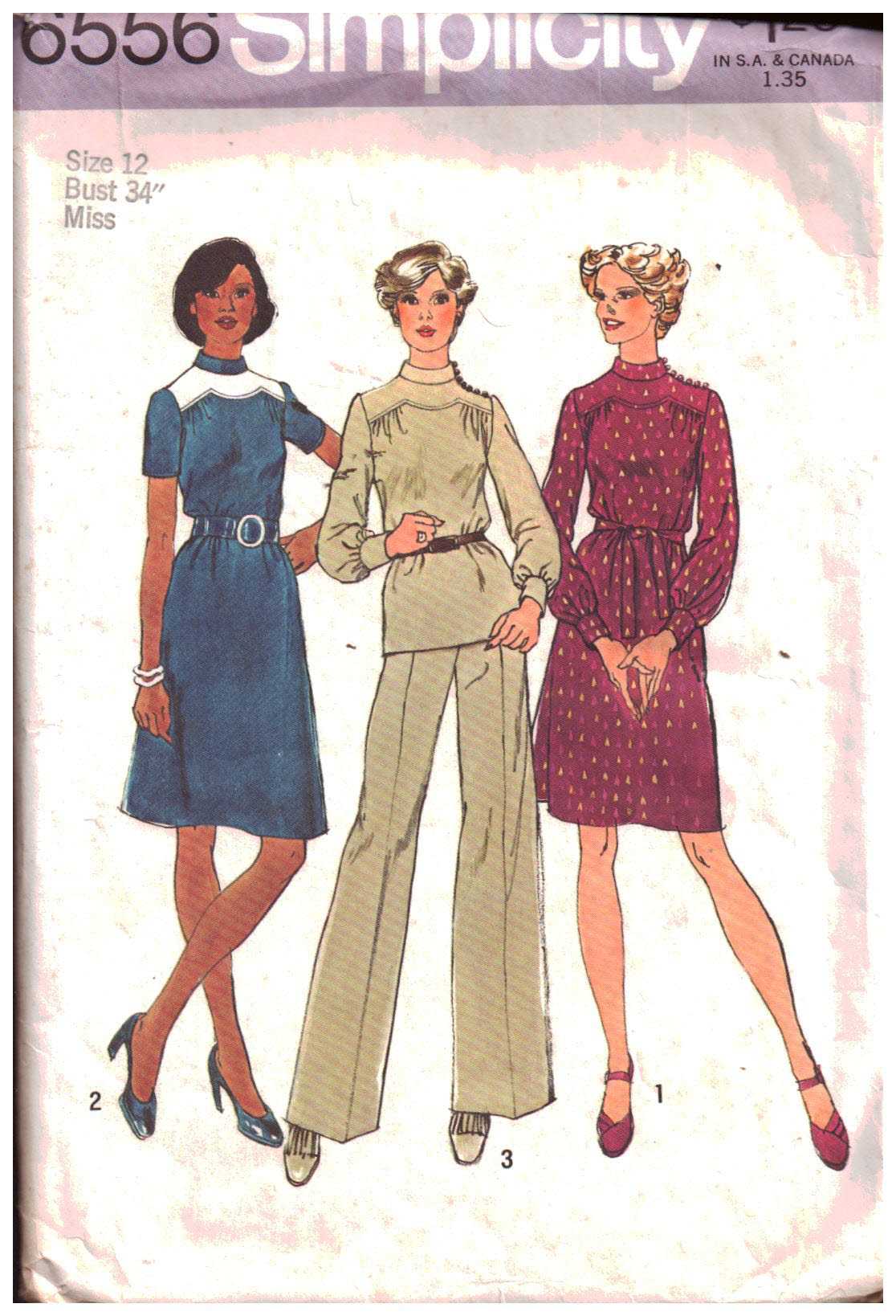 Simplicity 6556 Dress, Top, Pants Size: 12 Bust 34 Used Sewing Pattern