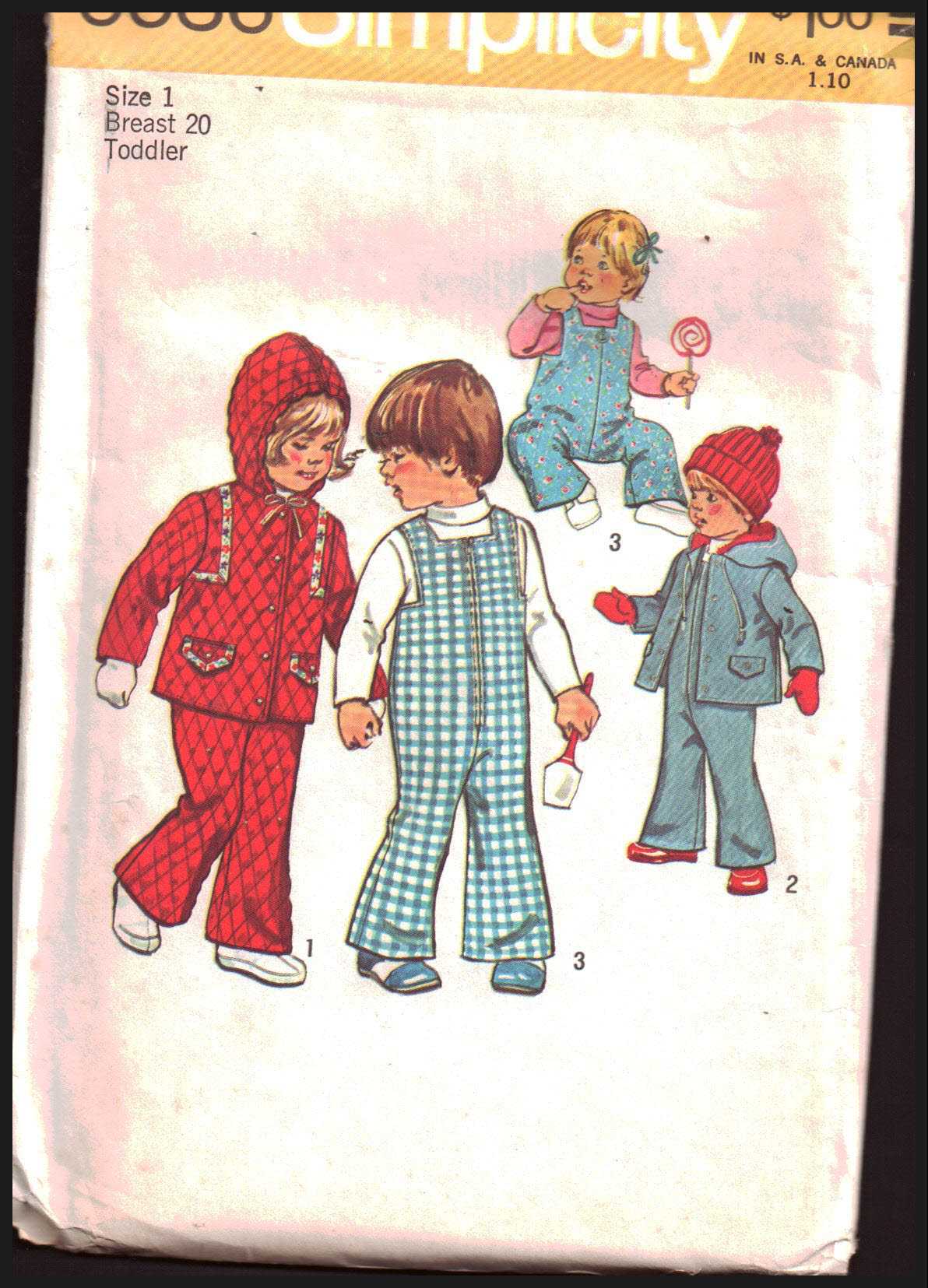 Simplicity 6636 Toddler's Overalls, Hooded Jacket Size: 1 Breast 20 Uncut Sewing Pattern