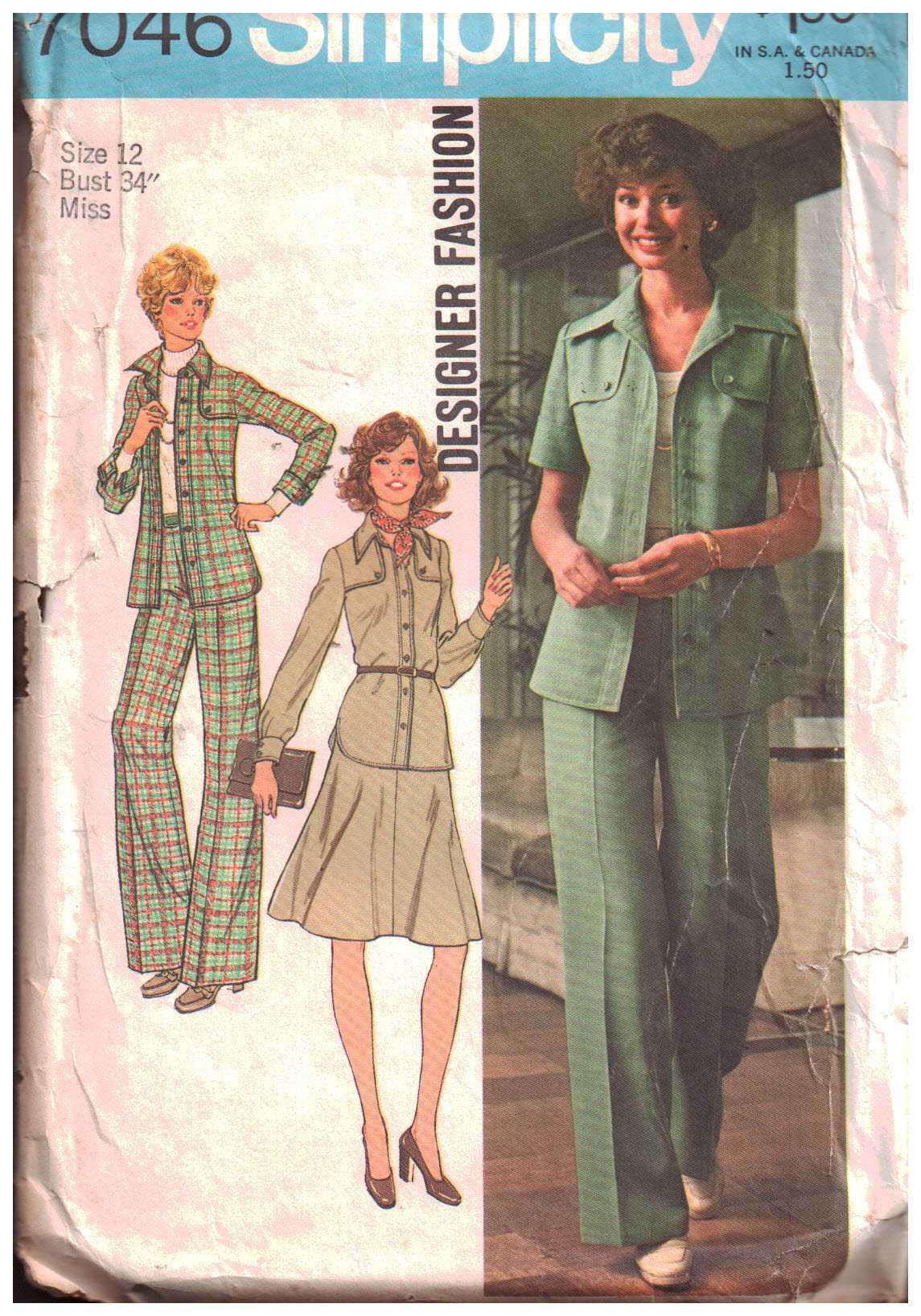 Simplicity 7046 Shirt-Jacket, Pants, Skirt Size: 12 Bust 34 Used Sewing Pattern