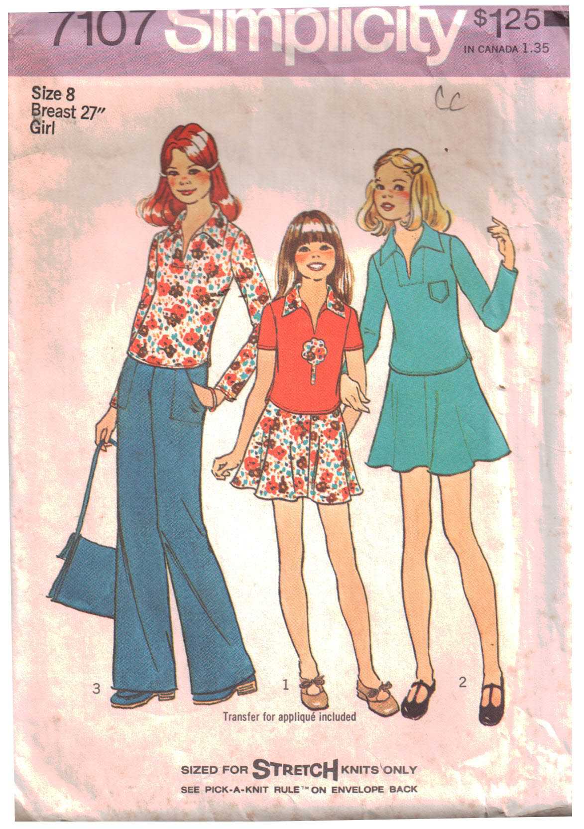 Simplicity 7107 Girl's Dress, Top Size: 8 Breast 27 Used Sewing Pattern