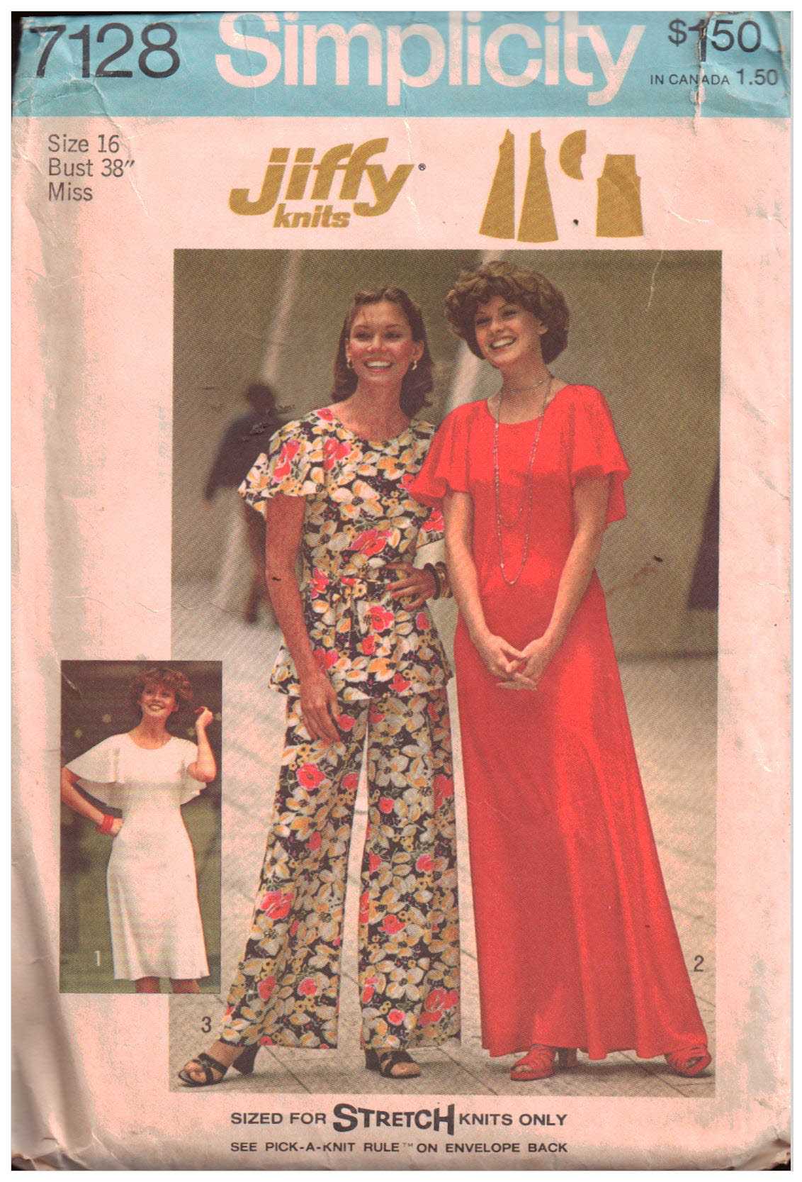 Simplicity 7128 Dress, Top, Pants Size: 16 Bust 38 Used Sewing Pattern