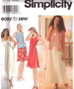 Simplicity 7129 Dress, Vest Size: AA XS-S-M Uncut Sewing Pattern