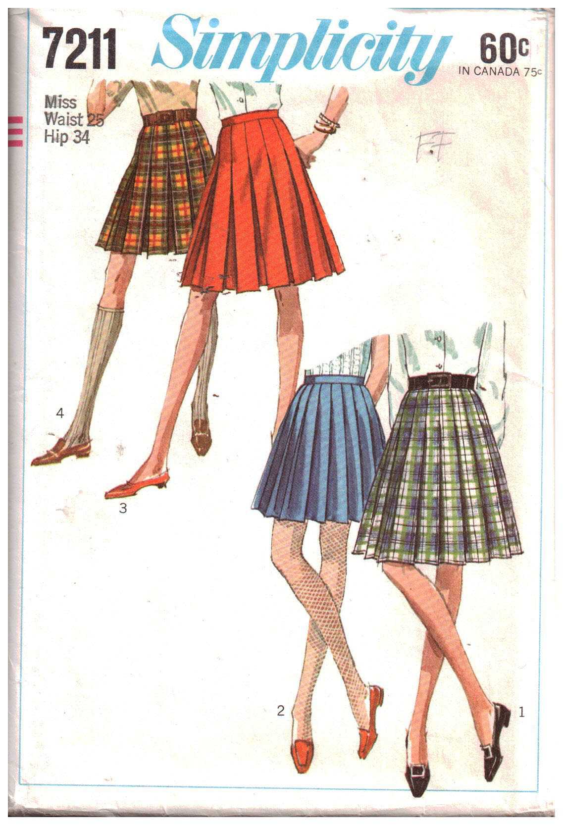 Simplicity 7211 Skirts Size: Waist 23.5 Hip 32.5 or Waist 25 Hip 34 Uncut Sewing Pattern