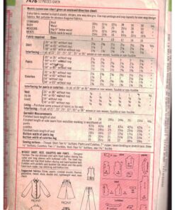 Alternative view of Simplicity 7476 Shirt, Vest, Culottes, Pants Size: 10 Used Sewing Pattern