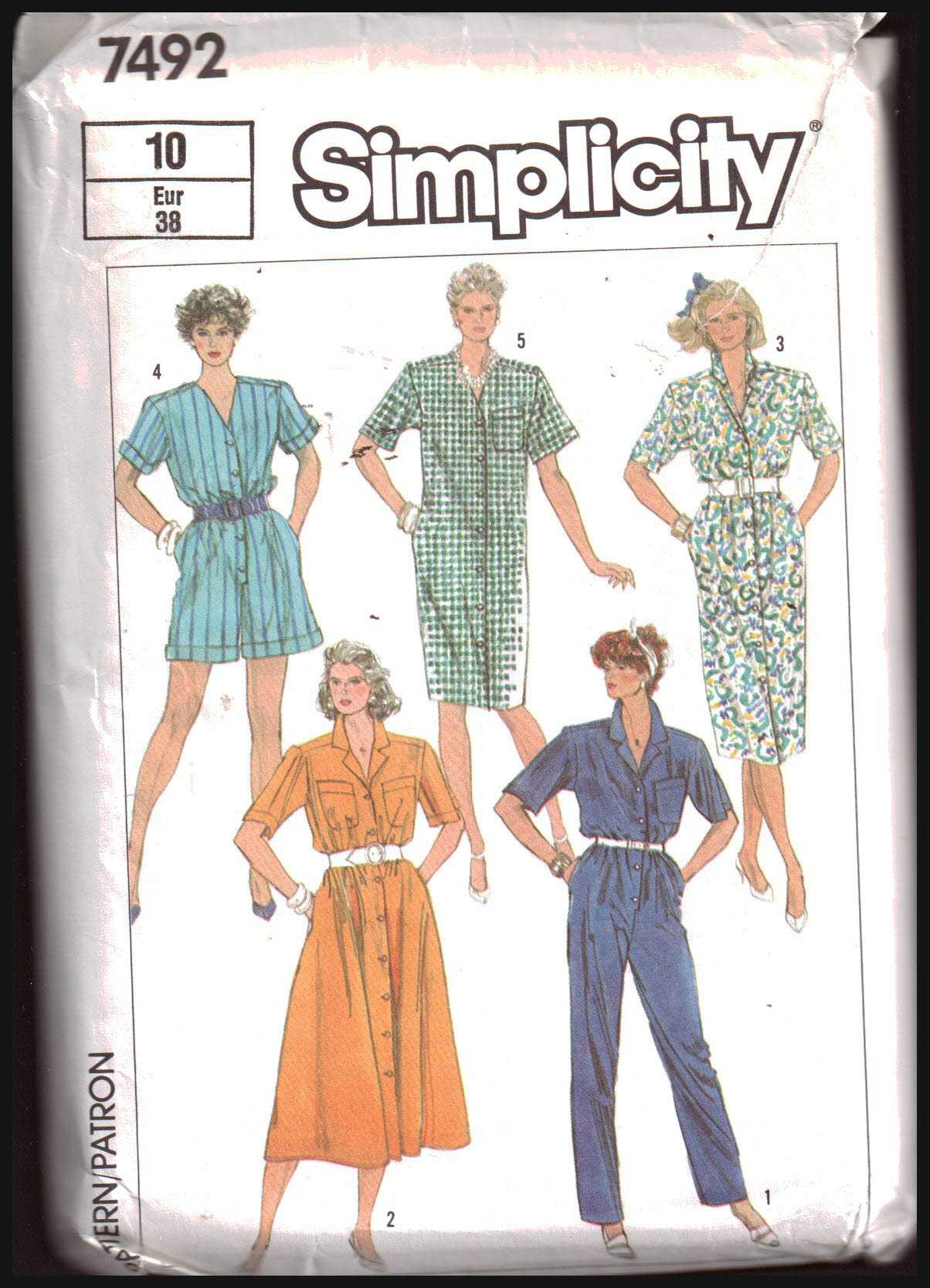 Simplicity 7492 Dress, Jumpsuit Size: 10 Uncut Sewing Pattern