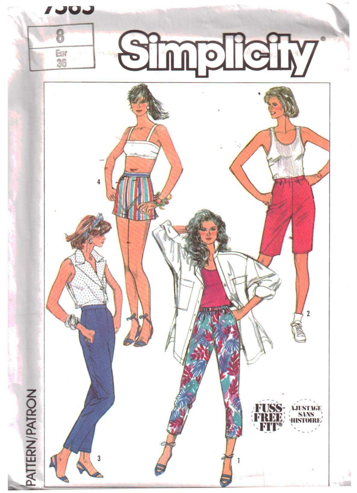 Simplicity 7565 Pants, Shorts Size: 8 or 12 or 16 Uncut Sewing Pattern