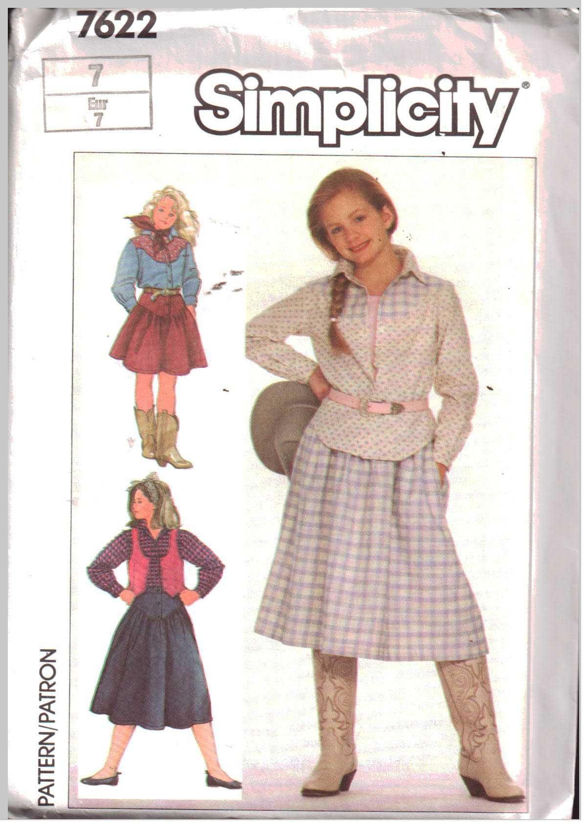 Simplicity 7622 Girl's Skirt, Shirt, Vest Size: 7 or 10 Uncut Sewing Pattern