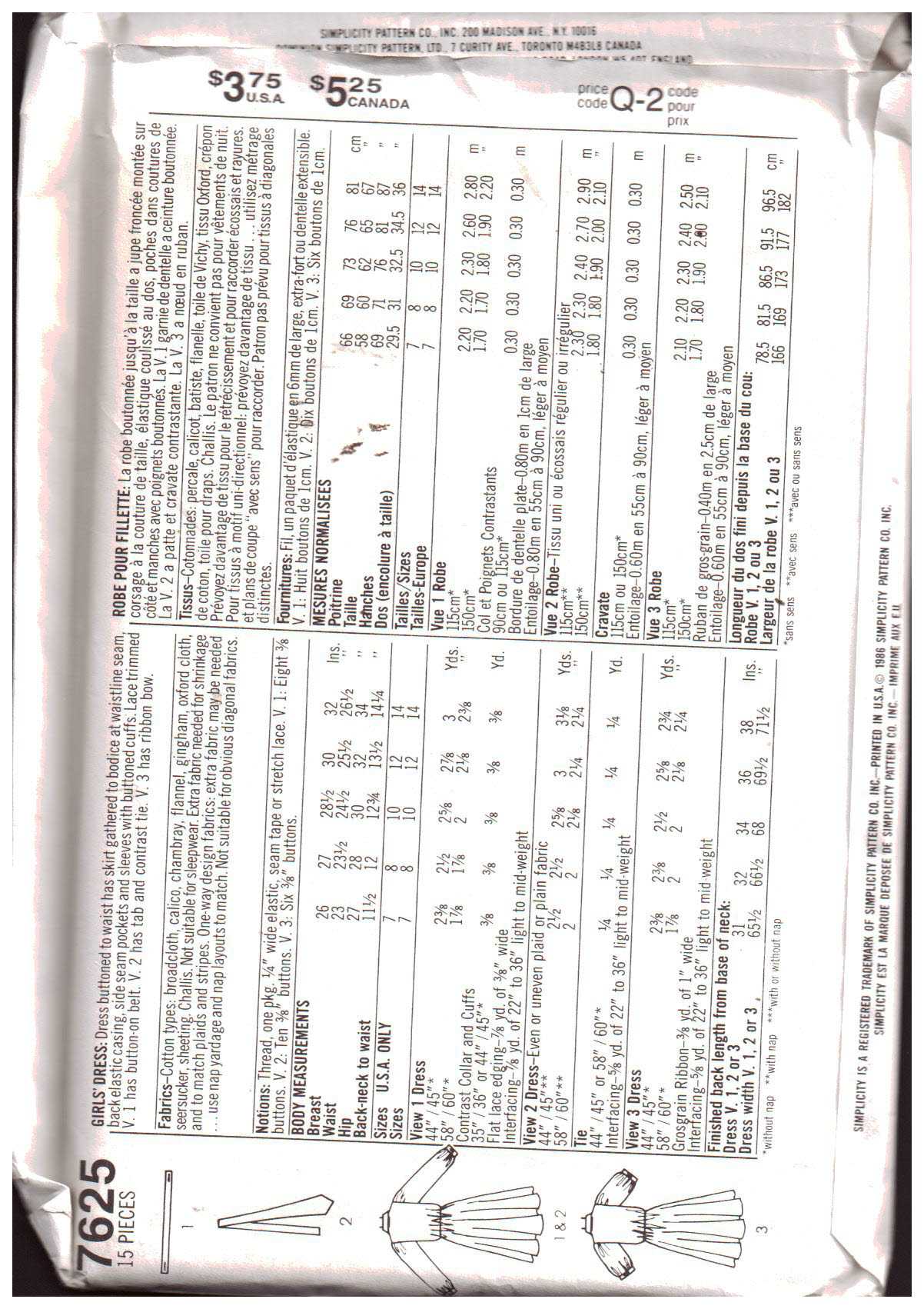 Simplicity 7625 Girls' Dress Size: N 10-12-14 Uncut Sewing Pattern - Image 2