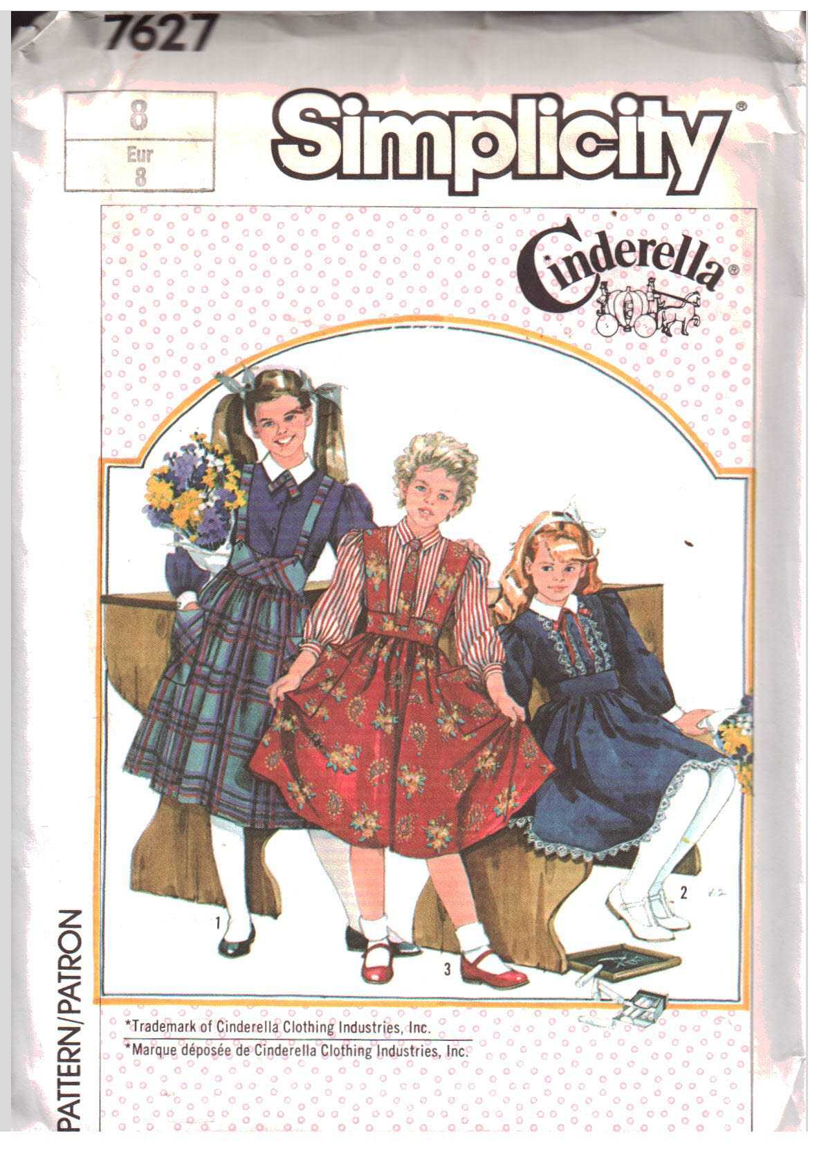 Simplicity 7627 Girl's Skirt with or without suspenders, Blouse Size: 8 Uncut Sewing Pattern
