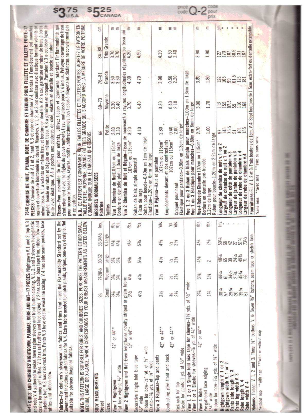 Simplicity 7646 Girl's Nightgown, Robe, Hat Size: 5-6 Used Sewing Pattern - Image 2