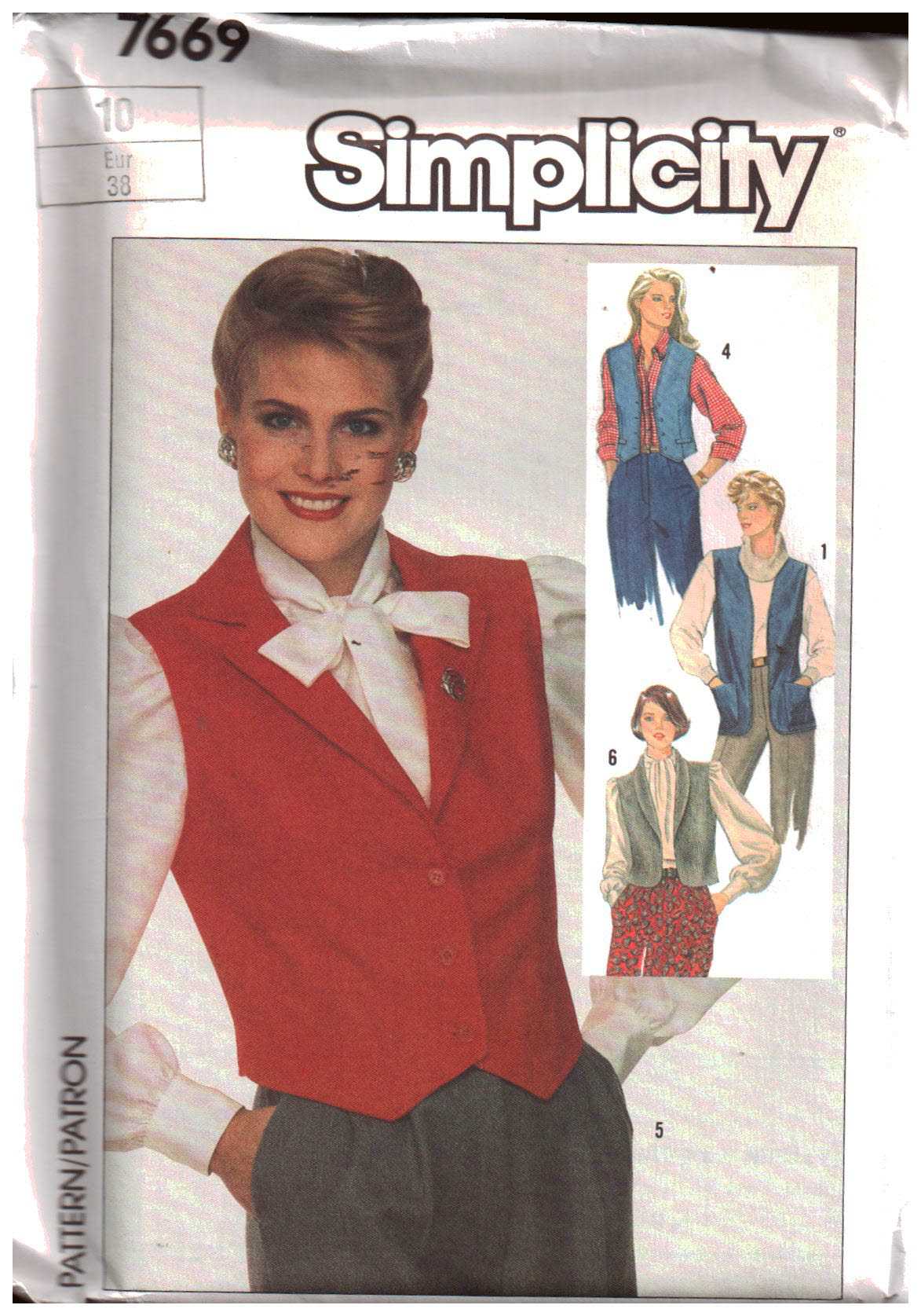 Simplicity 7669 Vests Size: 10 or 14 or 16 or 18/20 or 22/24 Uncut Sewing Pattern