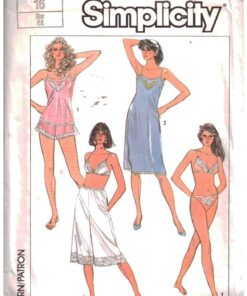 Simplicity 7672 Lingerie - Slip, Camisole, Bra, Panties, Bikini, Culotte Slip Size: 16 Used Sewing Pattern