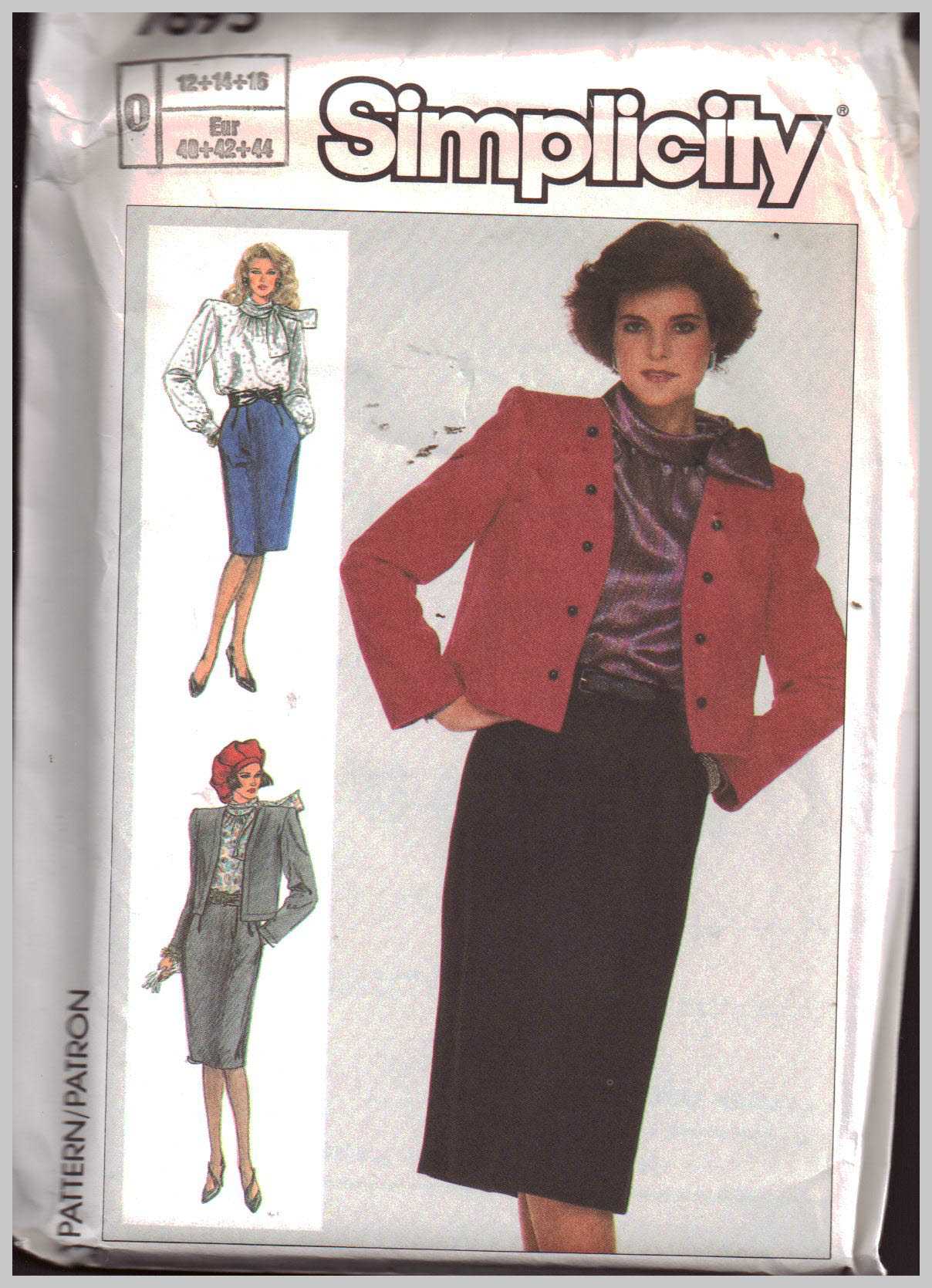 Simplicity 7695 Blouse, Skirt, Jacket Size: O 12-14-16 Uncut Sewing Pattern