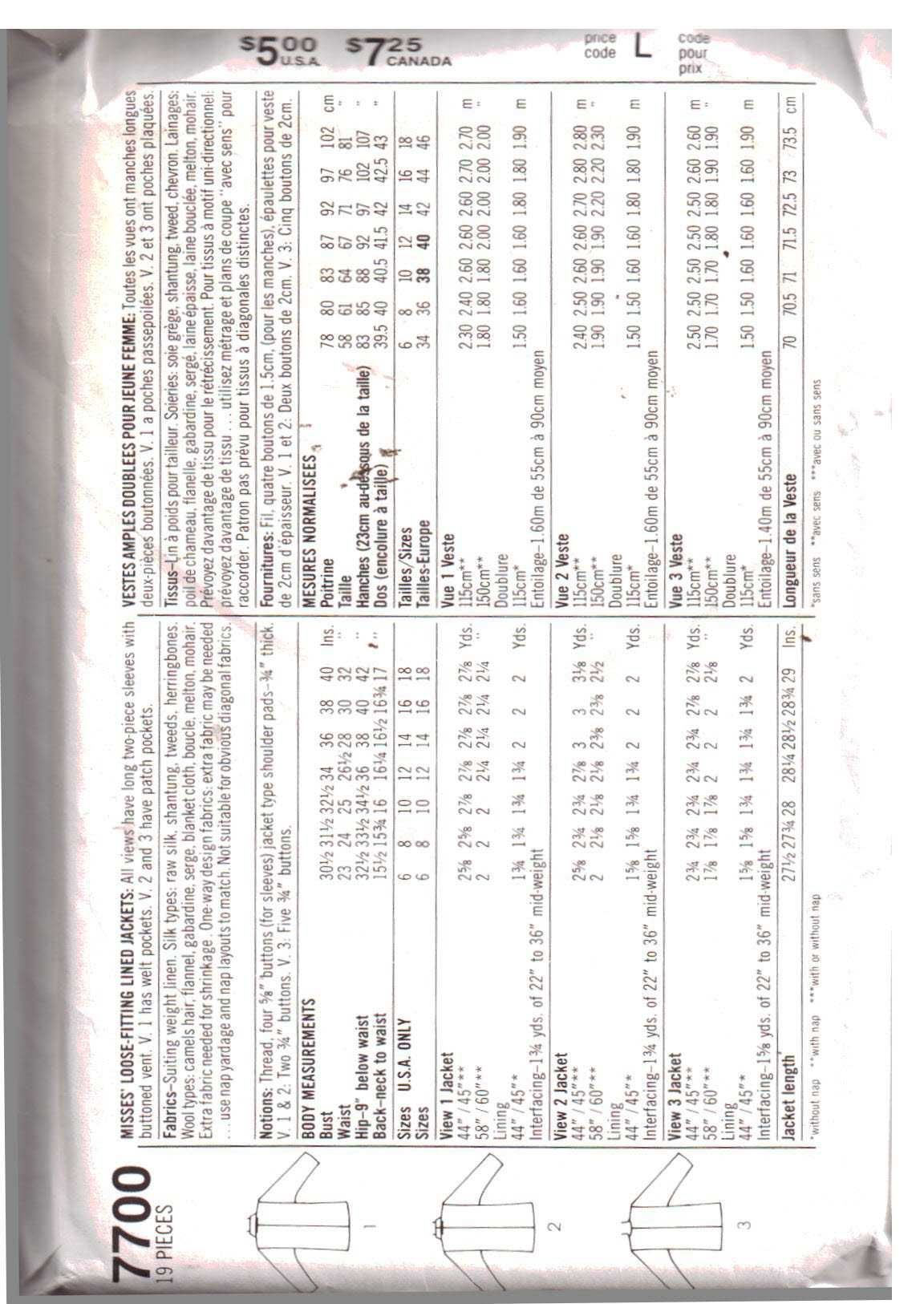 Simplicity 7700 Jacket Size: 14 or 18 Uncut Sewing Pattern - Image 2