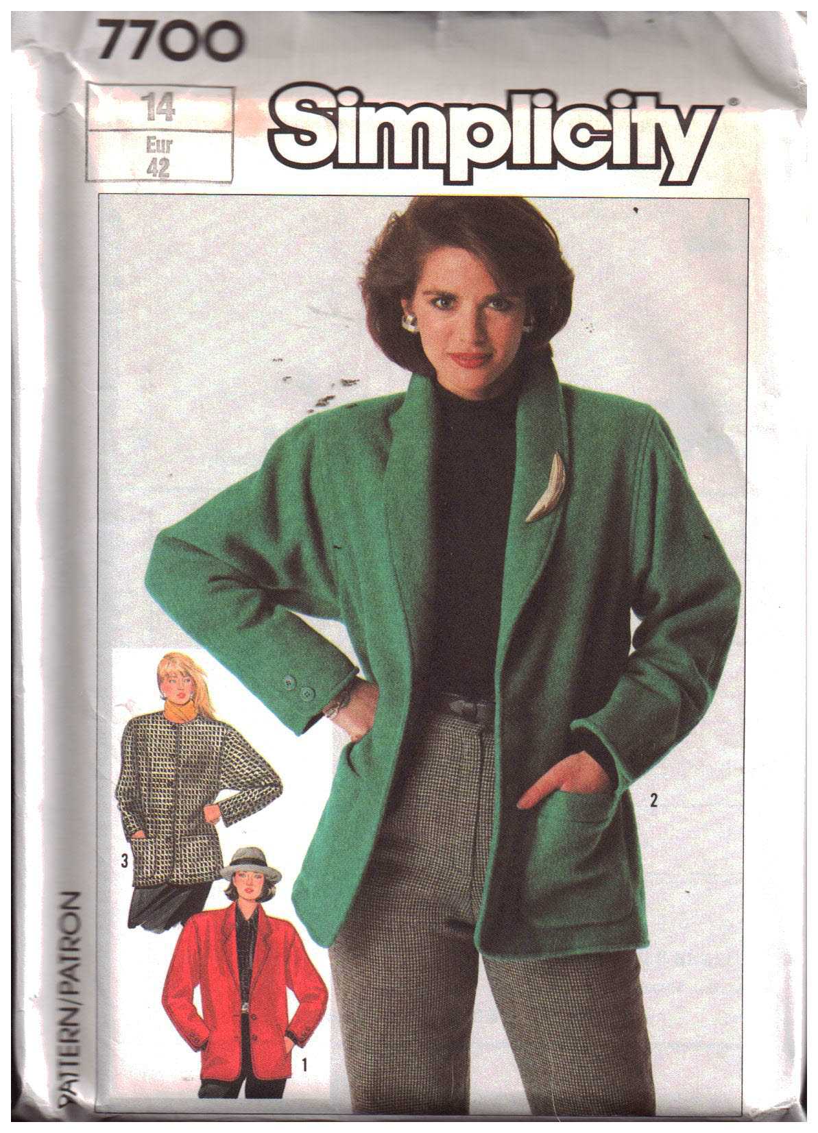 Simplicity 7700 Jacket Size: 14 or 18 Uncut Sewing Pattern