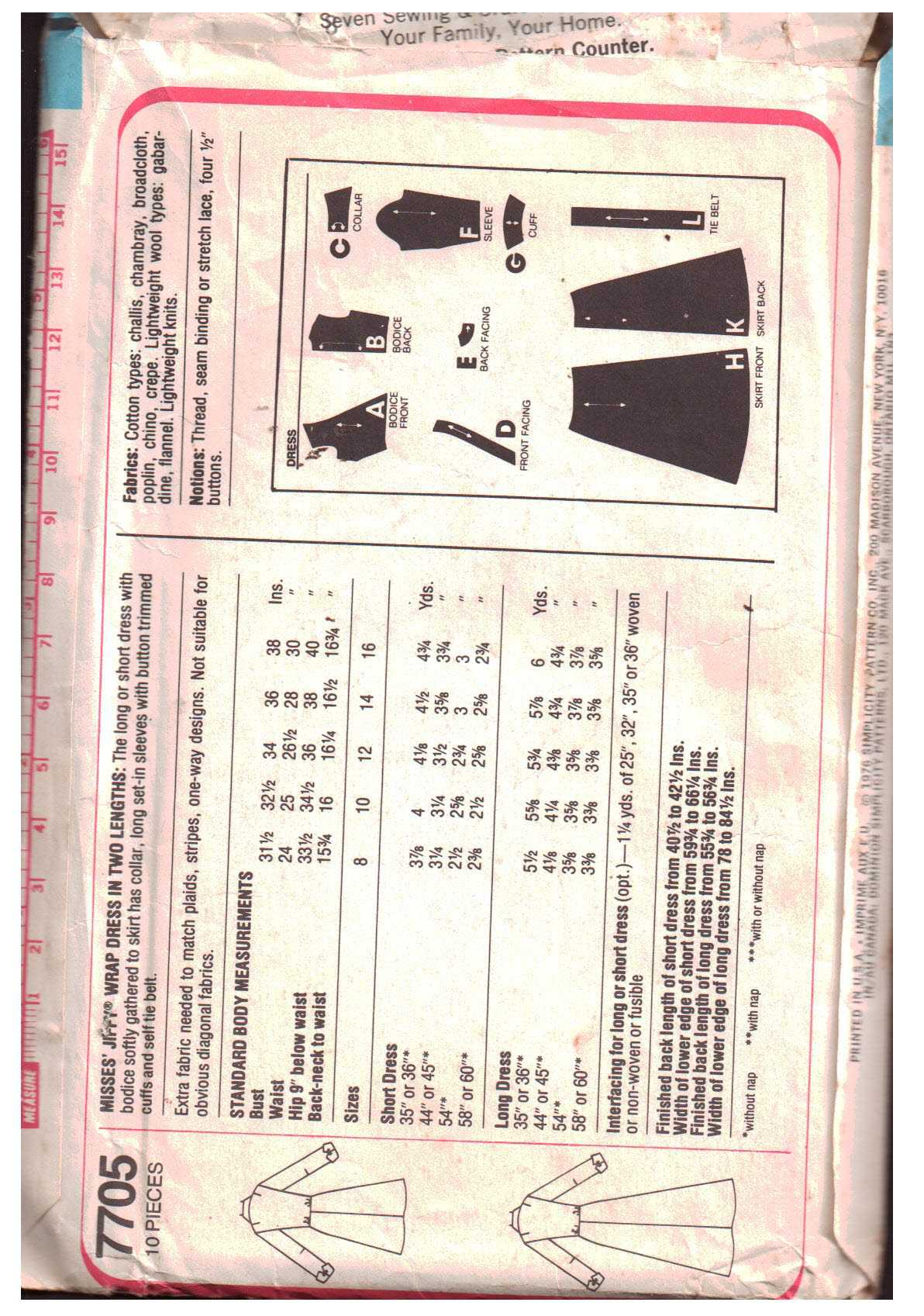 Simplicity 7705 Dress Size: 10 Used Sewing Pattern - Image 2