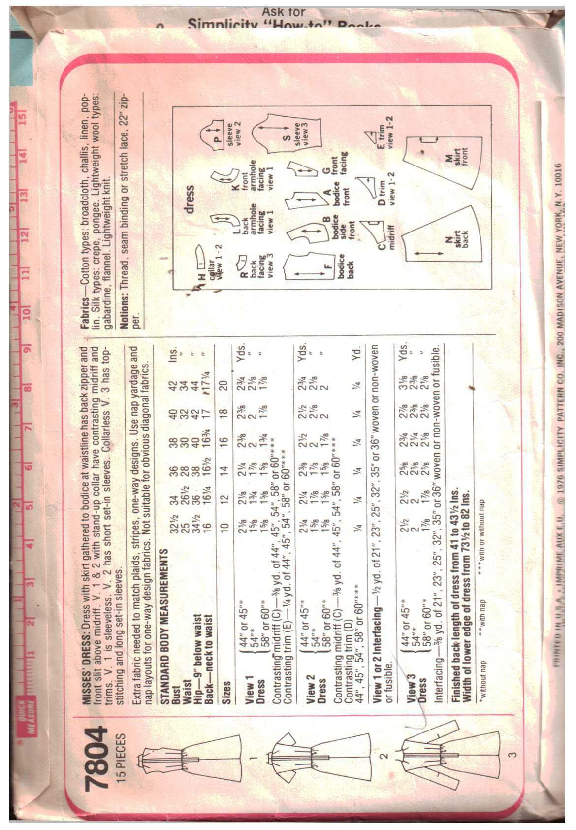 Simplicity 7804 Dress Size: 12 Used Sewing Pattern - Image 2