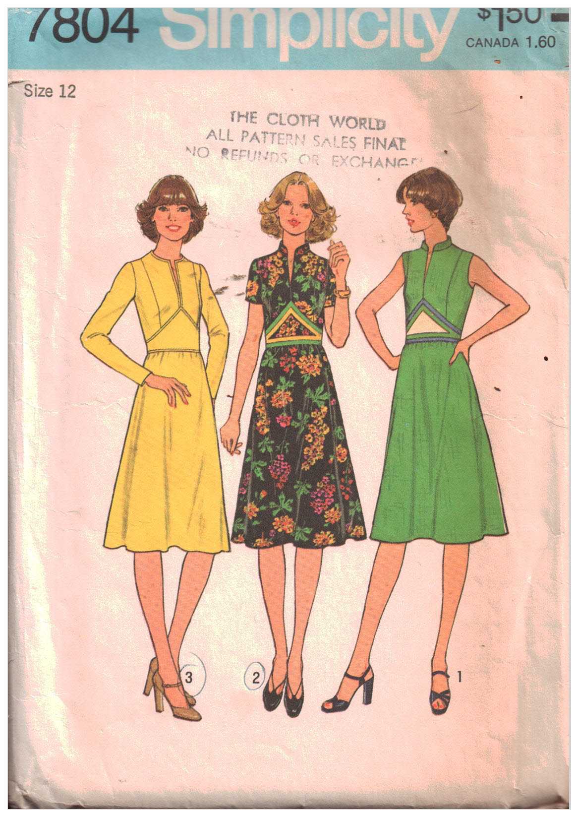 Simplicity 7804 Dress Size: 12 Used Sewing Pattern