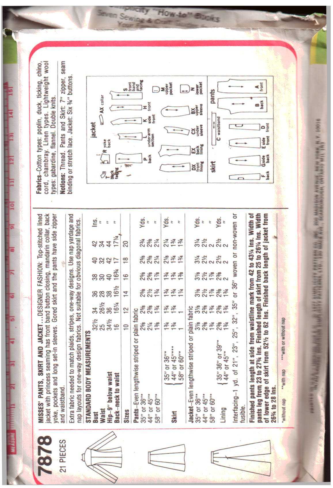 Simplicity 7878 Suit - Pants, Skirt, Jacket Size: 10 Uncut Sewing Pattern - Image 2