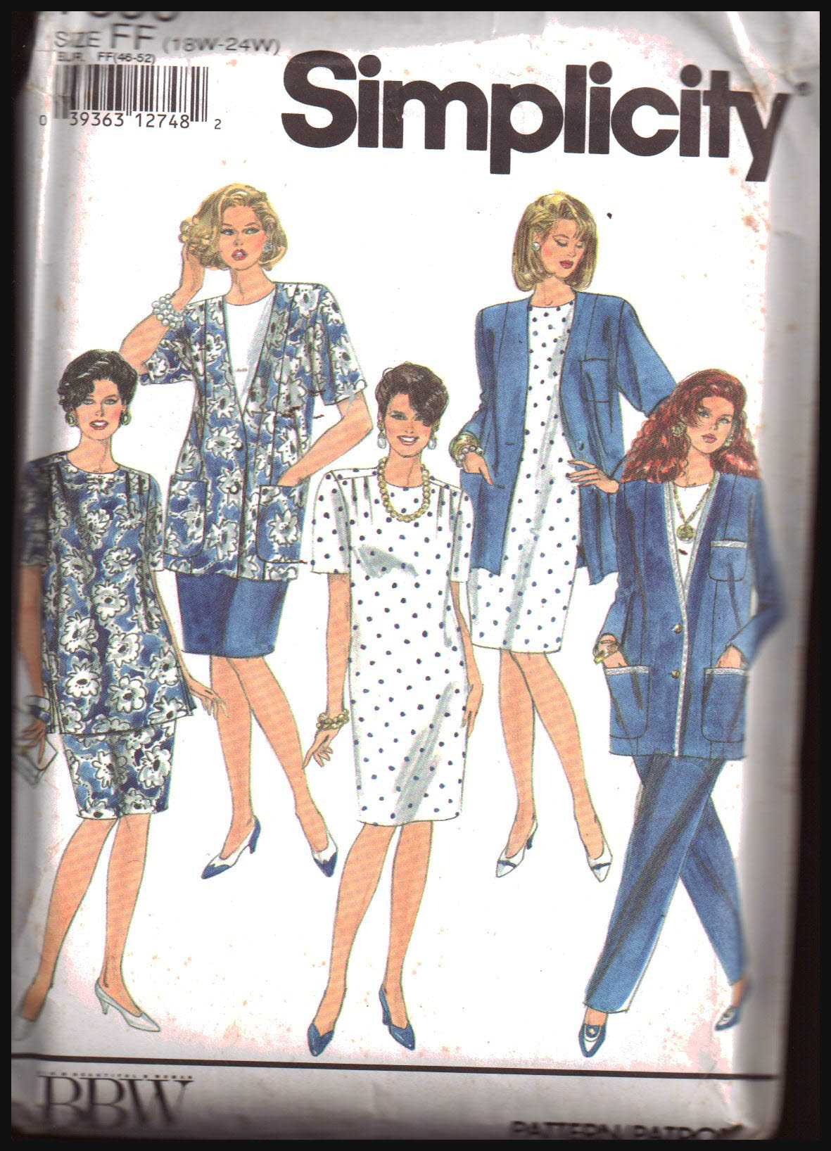 Simplicity 7896 Pants, Skirt, Dress, Tunic, Jacket Size: FF 18W-24W Used Sewing Pattern