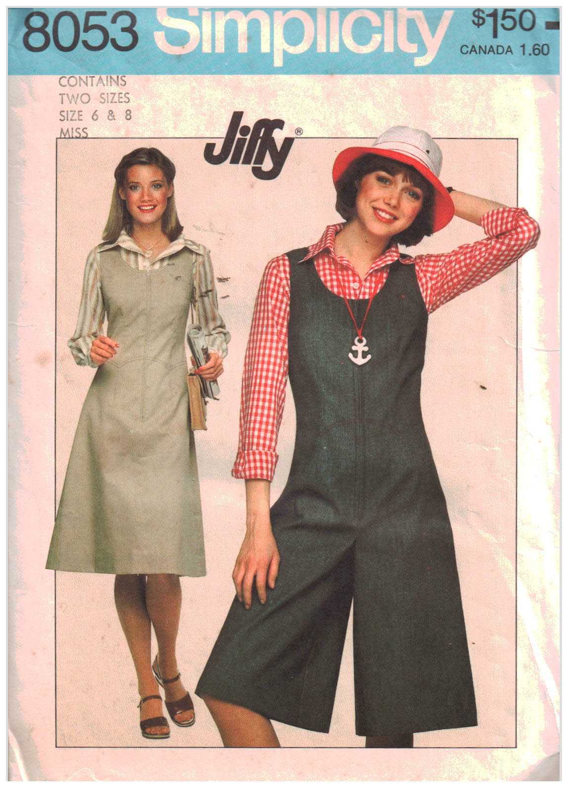 Simplicity 8053 Jumper, Culotte Jumper Size: 6-8 Used Sewing Pattern