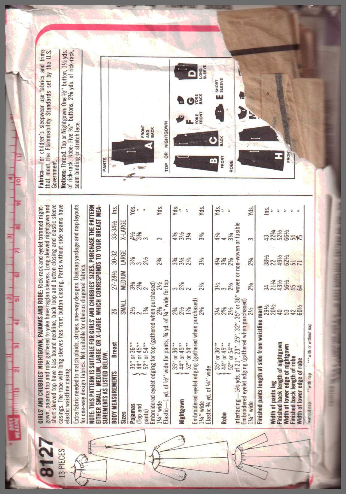 Simplicity 8127 Girls Nightgown, Pajamas Size: Breast 26 Used Sewing Pattern - Image 2