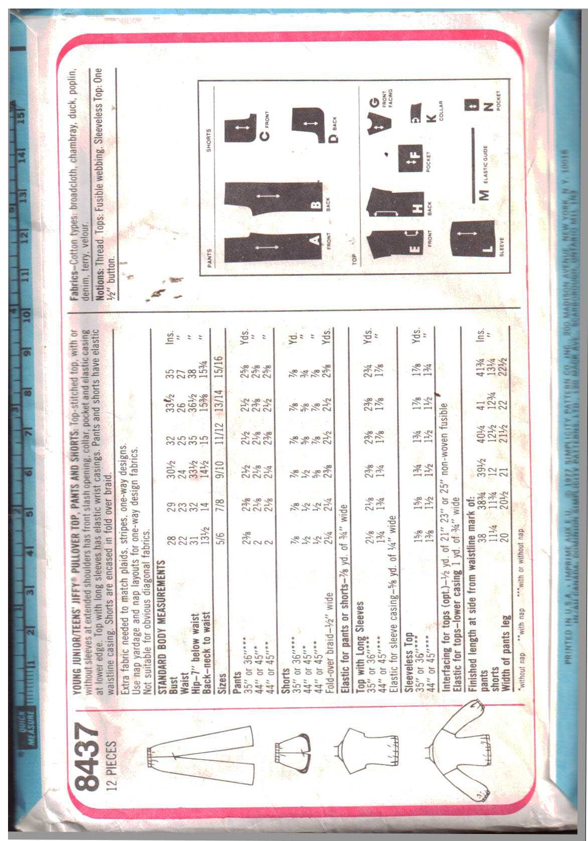 Simplicity 8437 Girl's Tracksuit - Top, Pants, Top Size: 5/6-7/8 Uncut Sewing Pattern - Image 2