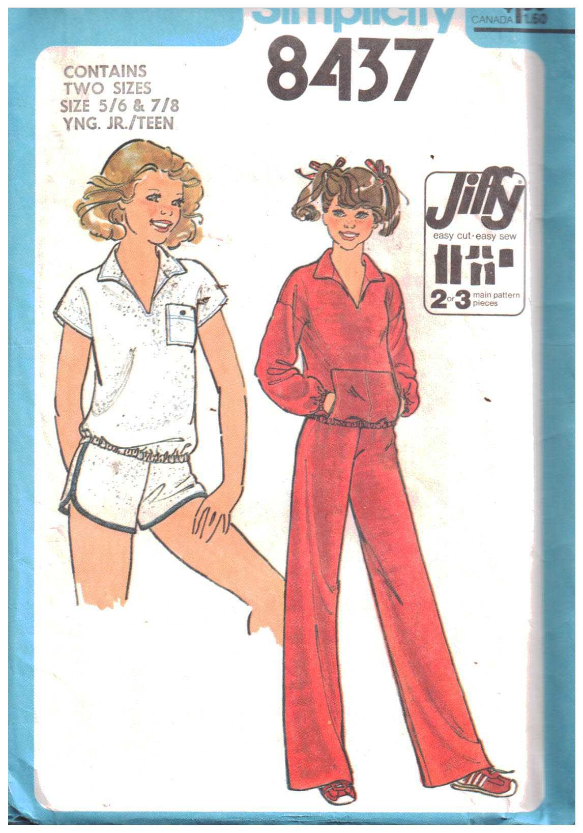 Simplicity 8437 Girl's Tracksuit - Top, Pants, Top Size: 5/6-7/8 Uncut Sewing Pattern