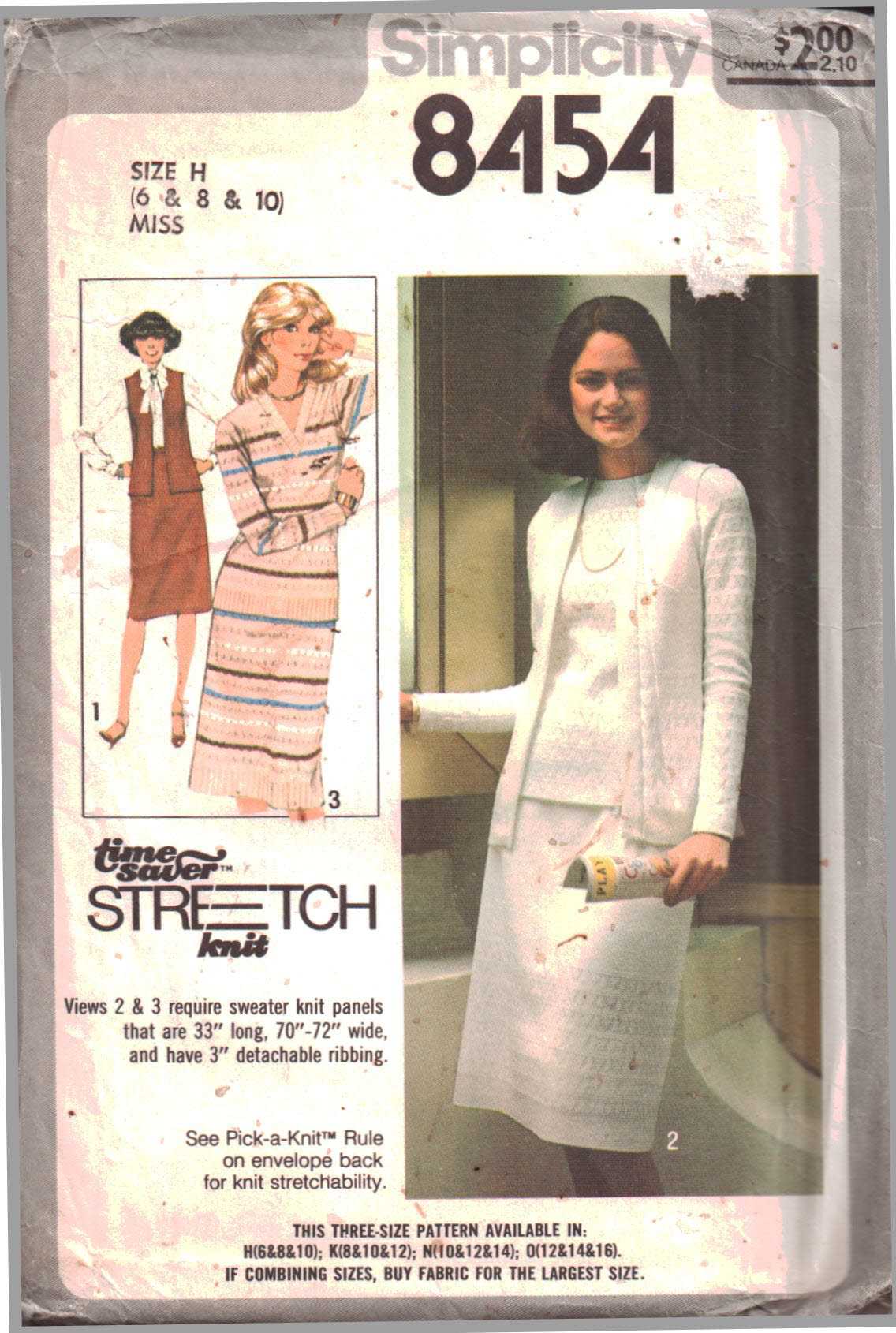Simplicity 8454 Vest, Skirt, Top Size: H 6-8-10 Uncut Sewing Pattern