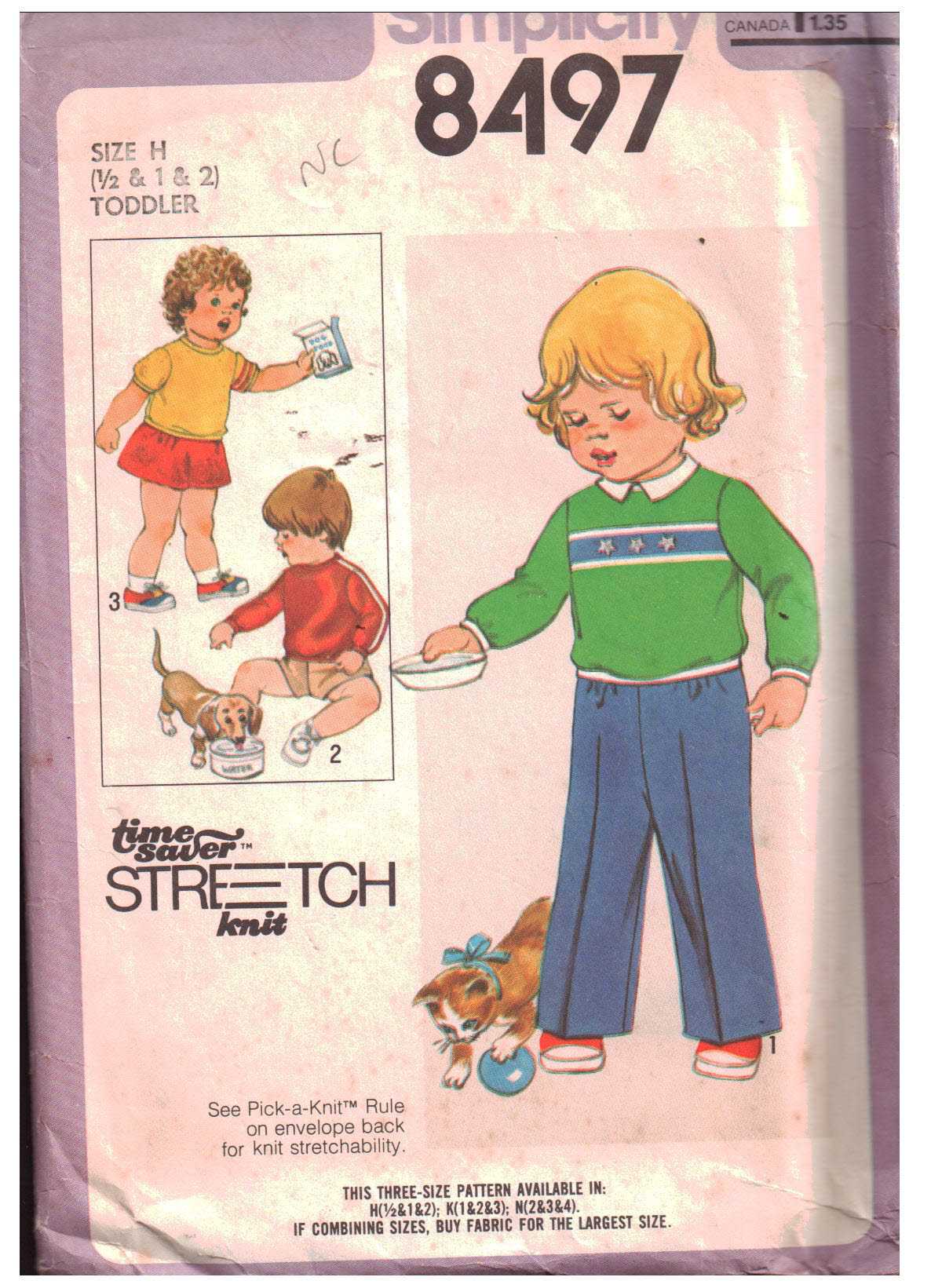 Simplicity 8497 Toddlers' Top, Skirt, Pants, Shorts Size: H 0.5-1-2 Used Sewing Pattern