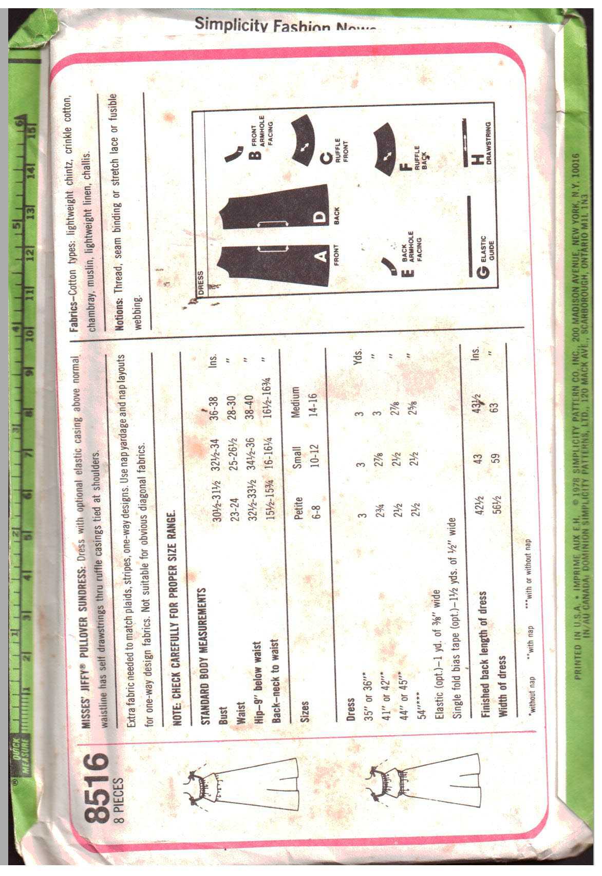 Simplicity 8516 Dress Size: 14-16 Uncut Sewing Pattern - Image 2