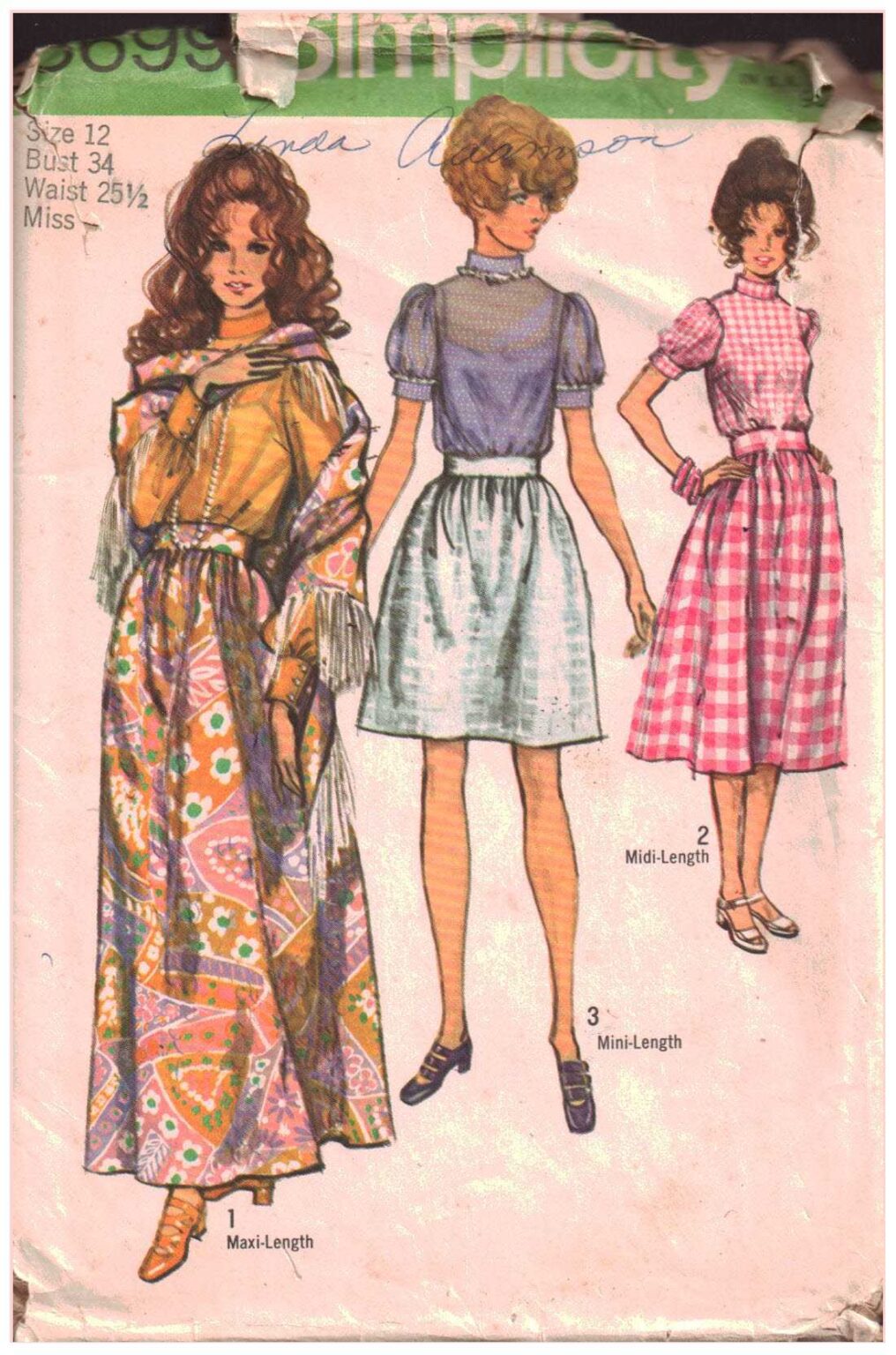 Simplicity 8699 Skirt, Blouse, Shawl Size: 12 Bust 34 Uncut Sewing Pattern