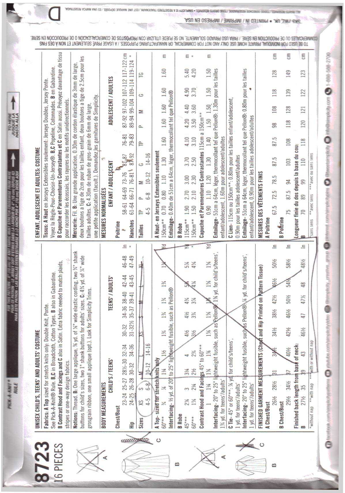 Simplicity 8723 Child's Costume - Harry Potter Size: 4/5-6/8 Used Sewing Pattern - Image 2
