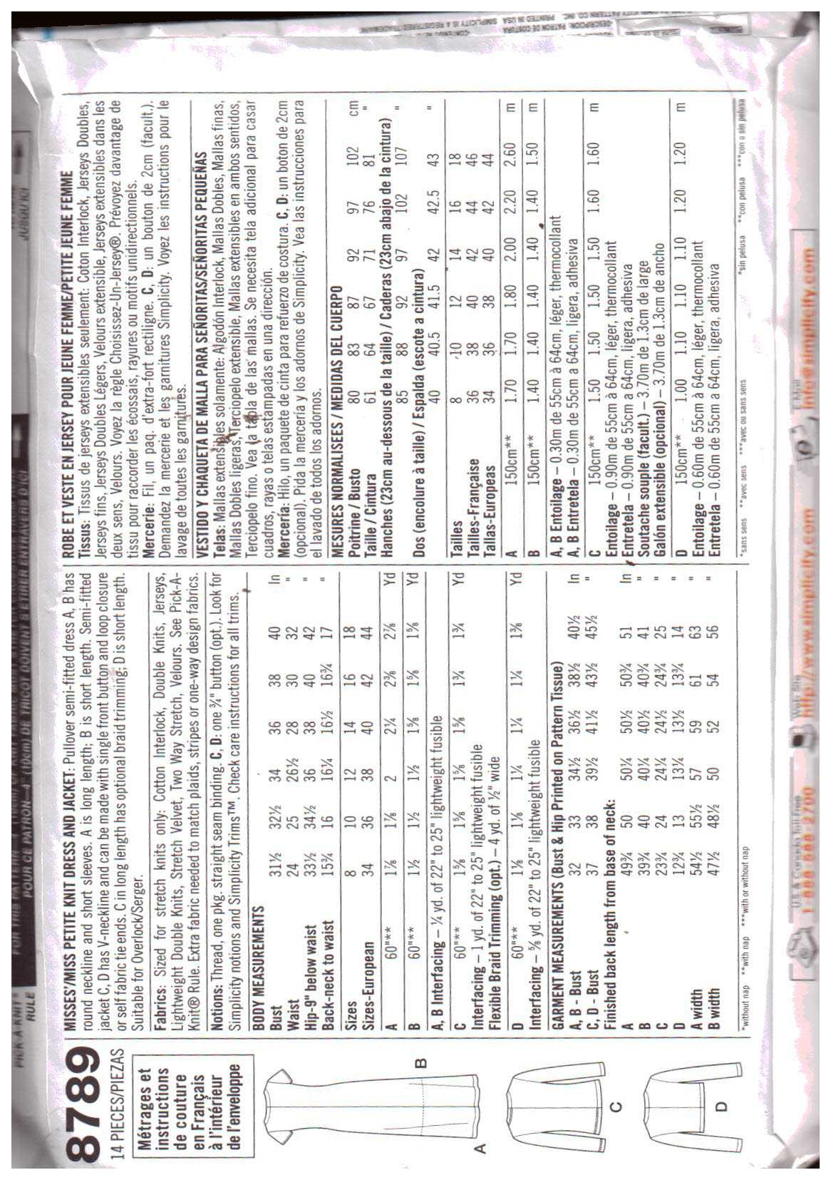 Simplicity 8789 Dress, Jacket Size: A 8-18 Uncut Sewing Pattern - Image 2