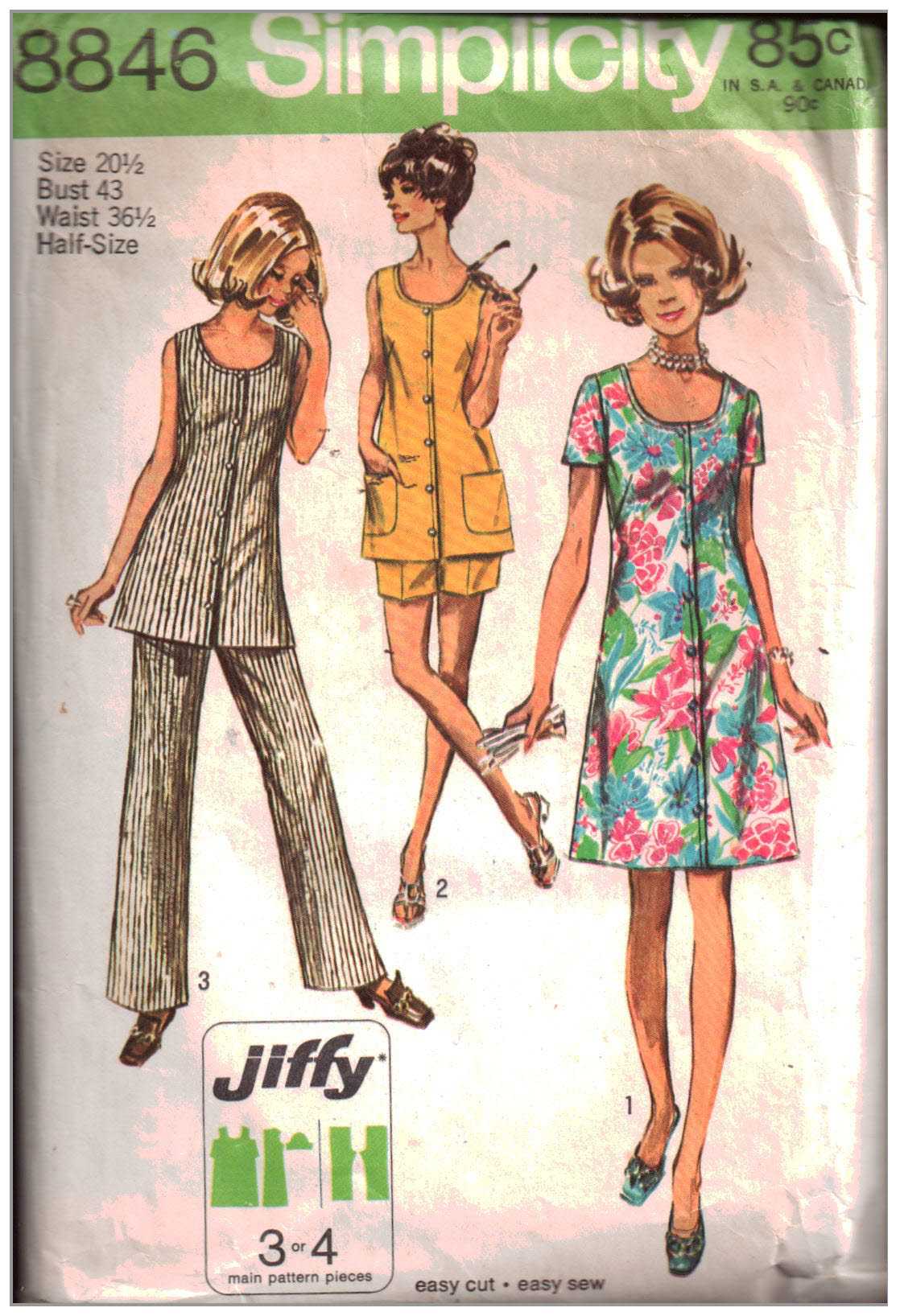Simplicity 8846 Dress, Tunic, Pants Size: 20.5 Bust 43 Used Sewing Pattern
