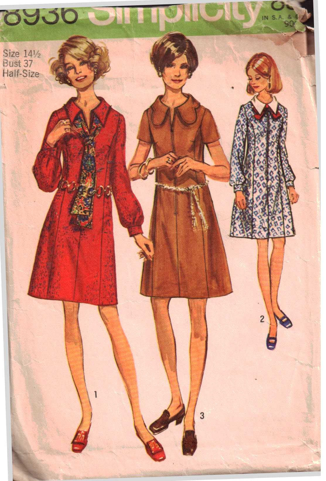 Simplicity 8936 Dress Size: 14.5 Bust 37 Used Sewing Pattern