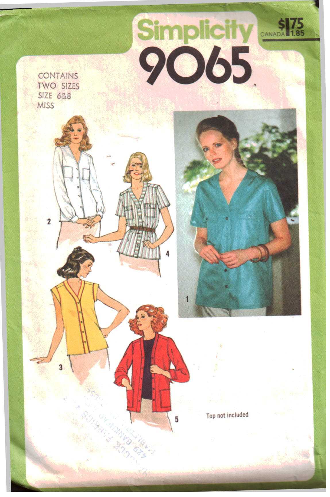 Simplicity 9065 Tops Size: 6-8 Used Sewing Pattern