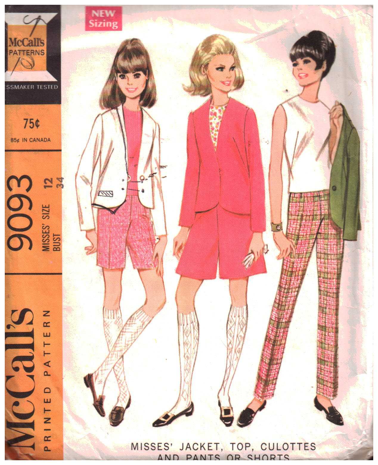 Simplicity 9093 Jacket, Top, Culottes, Pants, Shorts Size: 12 Bust 34 Used Sewing Pattern