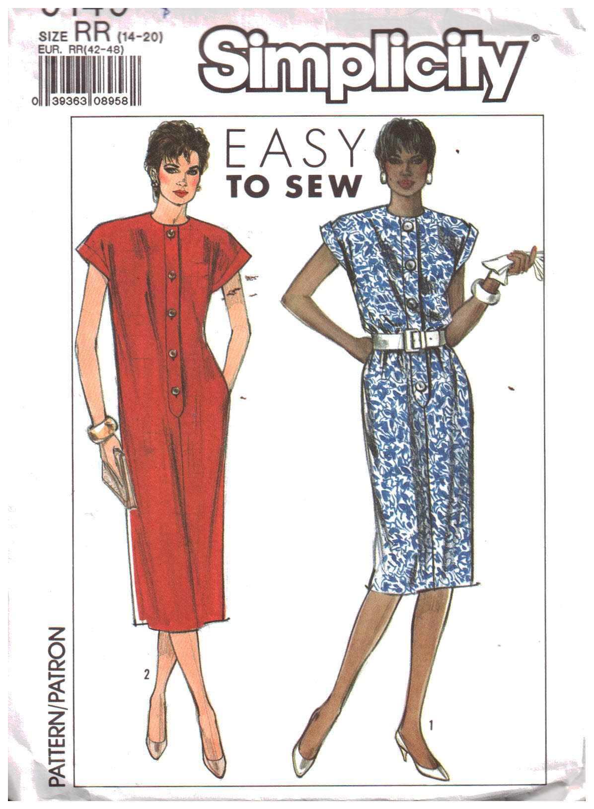 Simplicity 9149 Dress Size: RR 14-20 Uncut Sewing Pattern