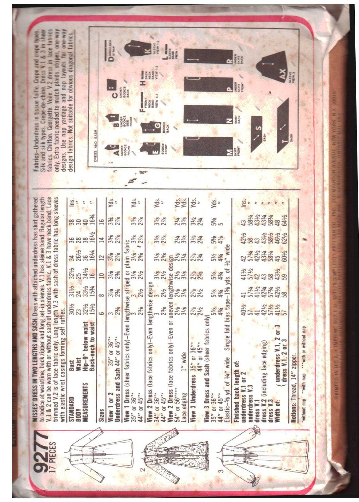 Simplicity 9277 Dress Size: 12 Used Sewing Pattern - Image 2