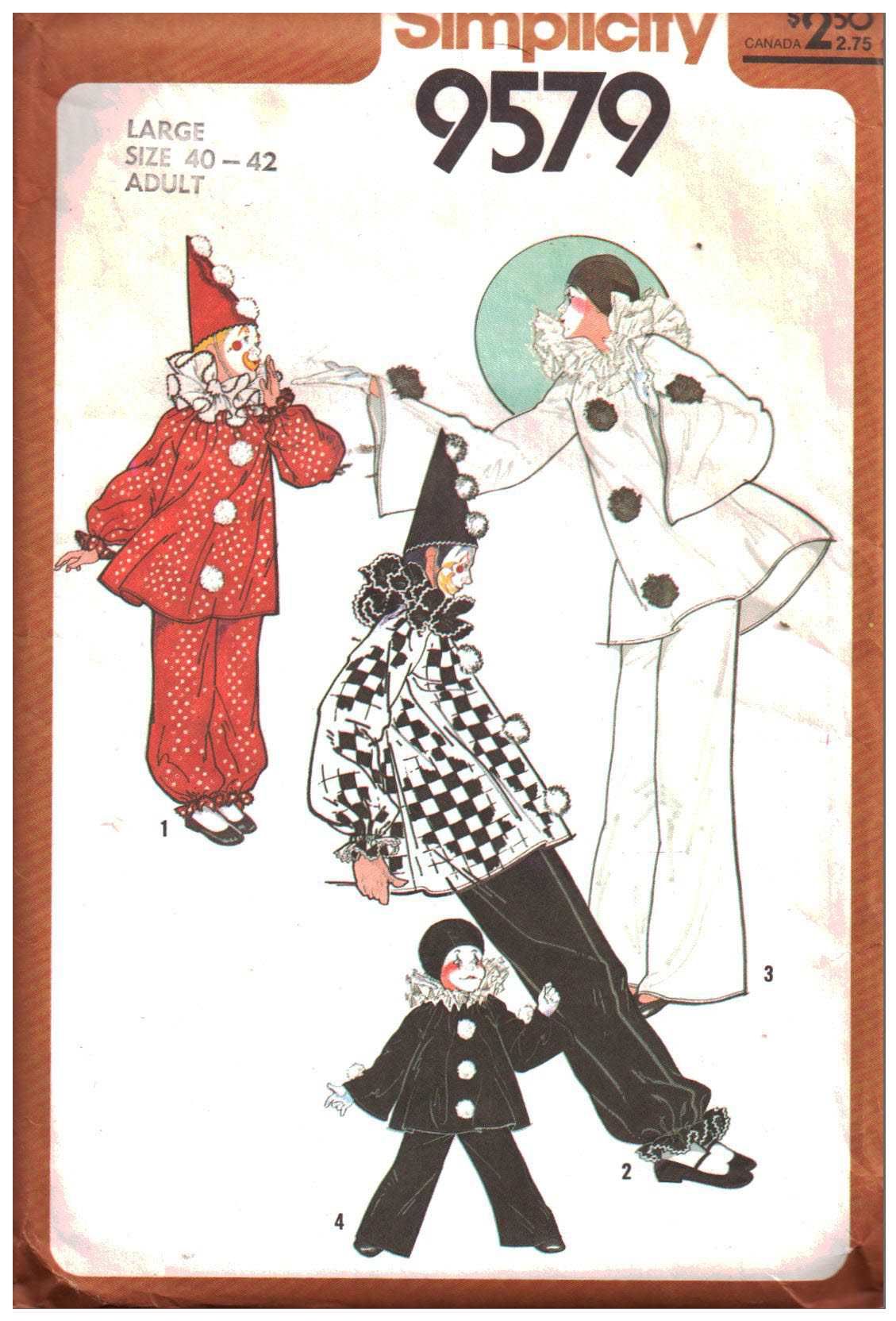 Simplicity 9579 Adult Costume - Clowns Size: 34 or 40-42 Used Sewing Pattern