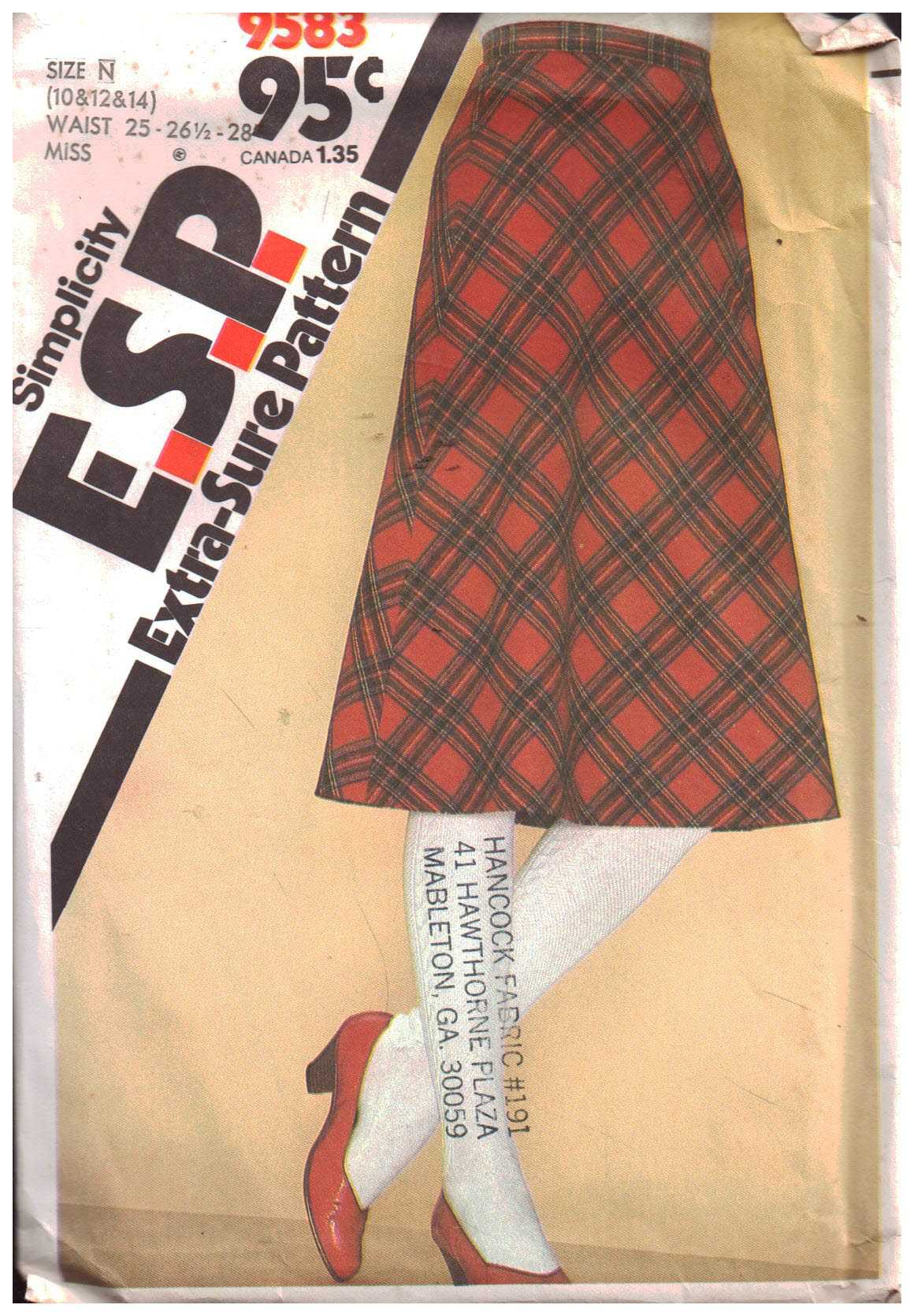 Simplicity 9583 Skirt Size: N 10-12-14 Used Sewing Pattern