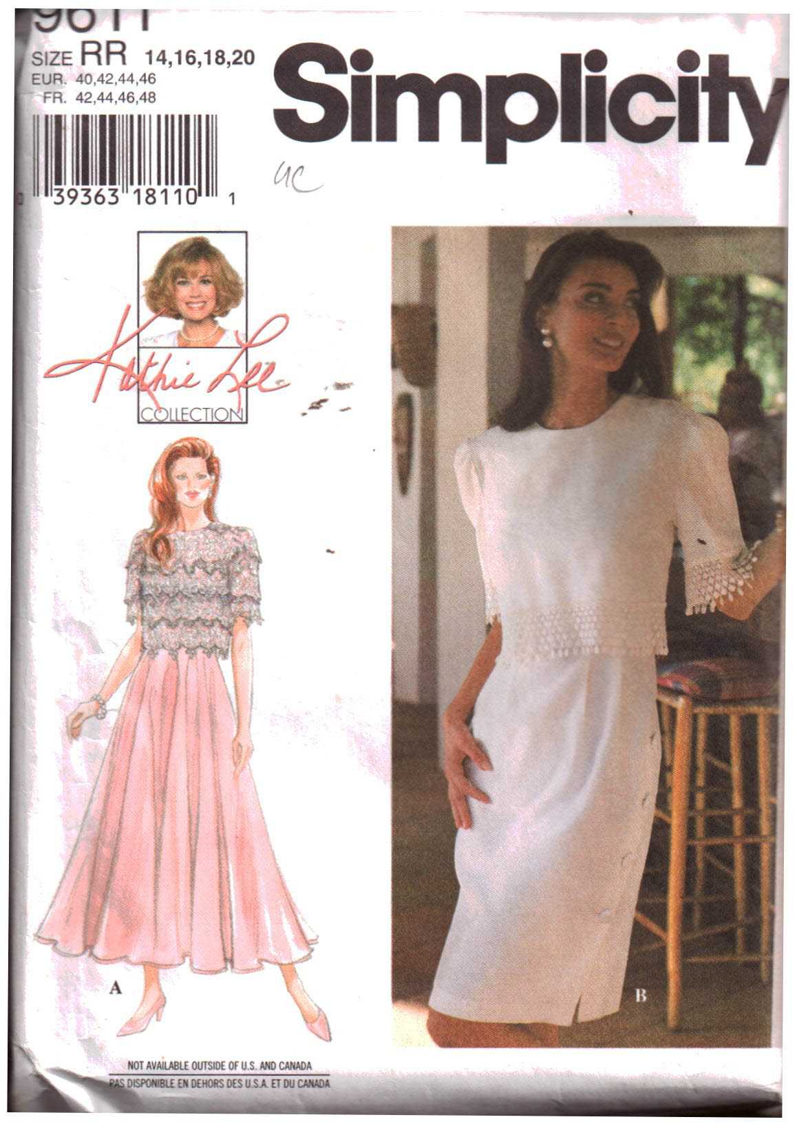 Simplicity 9611 Dress by Kathie Lee Size: RR 14-20 Uncut Sewing Pattern