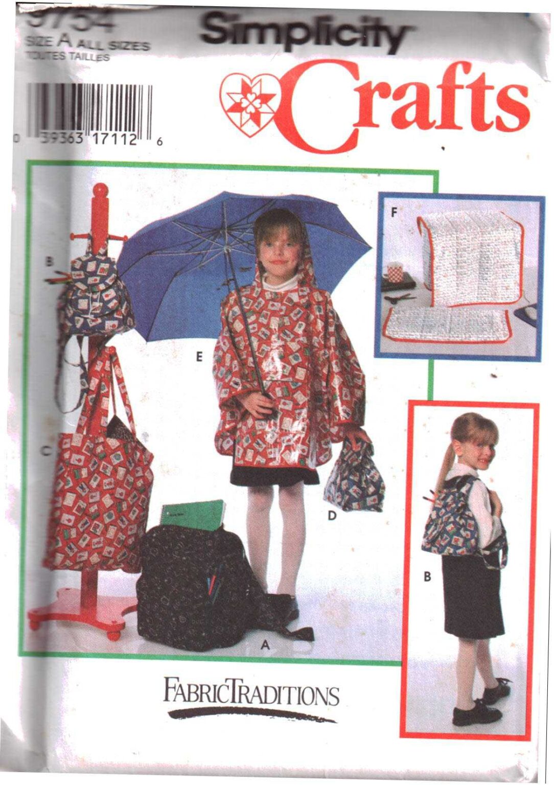 Simplicity 9754 Girl's Poncho, Backpack, Tote, Computer Cover Size: All ...