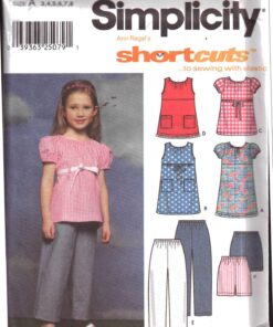Simplicity 9793 Girl's Dress, Top, Pants, Shorts Size: A 3-8 Uncut Sewing Pattern